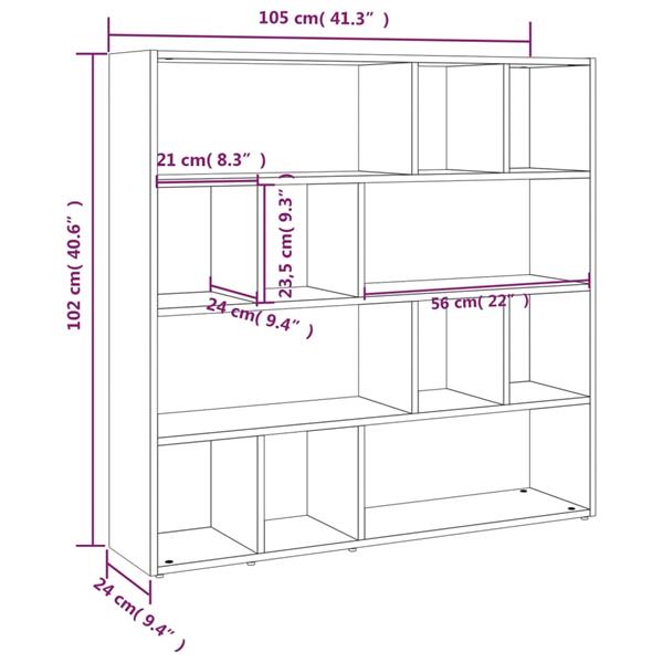 Grote foto vidaxl boekenkast kamerscherm 105x24x102 cm zwart huis en inrichting overige huis en inrichting