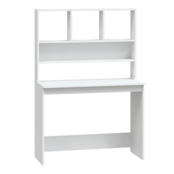 Grote foto vidaxl bureau met schappen 102x45x148 cm bewerkt hout wit huis en inrichting stoelen
