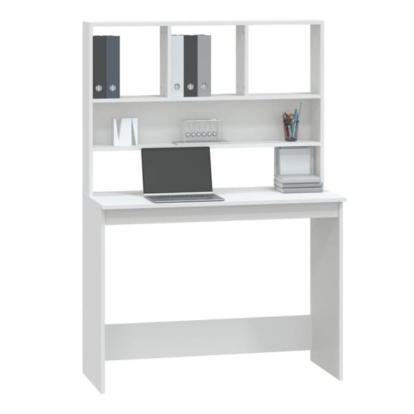 Grote foto vidaxl bureau met schappen 102x45x148 cm bewerkt hout wit huis en inrichting stoelen