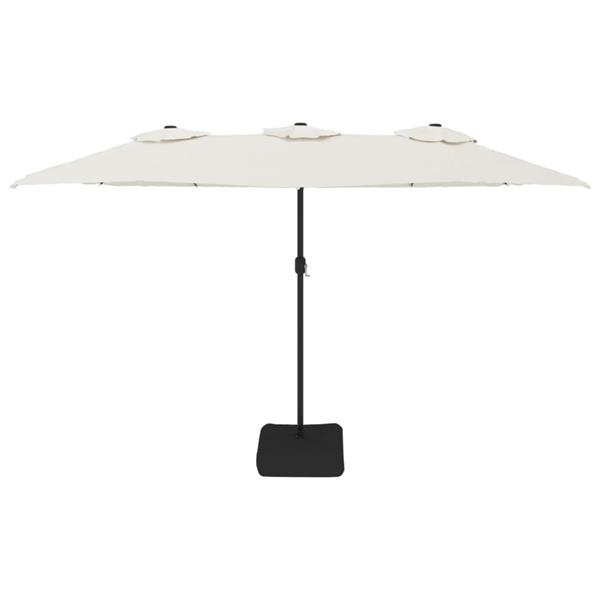 Grote foto vidaxl parasol dubbel dak met led 449x265 cm zandwit tuin en terras overige tuin en terras