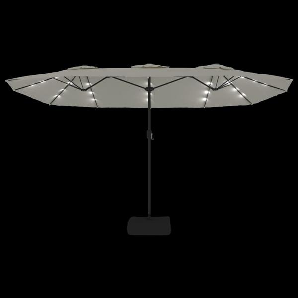 Grote foto vidaxl parasol dubbel dak met led 449x265 cm zandwit tuin en terras overige tuin en terras