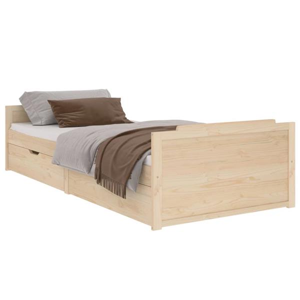 Grote foto vidaxl bedframe met lades massief grenenhout 90x200 cm antiek en kunst stoelen en banken