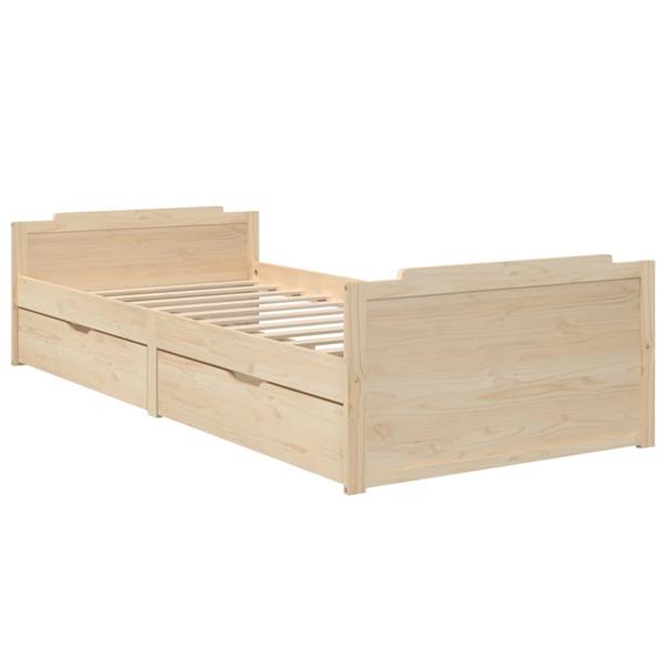 Grote foto vidaxl bedframe met lades massief grenenhout 90x200 cm antiek en kunst stoelen en banken