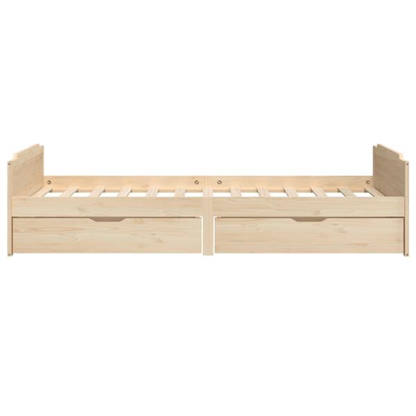 Grote foto vidaxl bedframe met lades massief grenenhout 90x200 cm antiek en kunst stoelen en banken