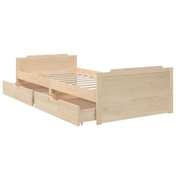 Grote foto vidaxl bedframe met lades massief grenenhout 90x200 cm antiek en kunst stoelen en banken