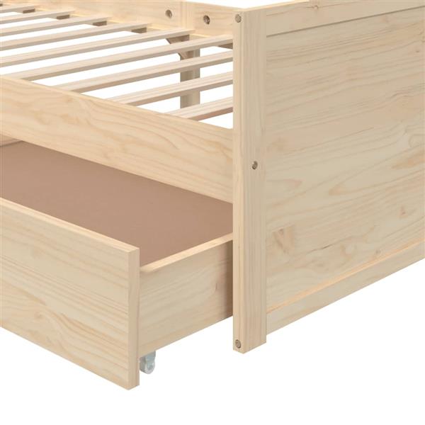 Grote foto vidaxl bedframe met lades massief grenenhout 90x200 cm antiek en kunst stoelen en banken