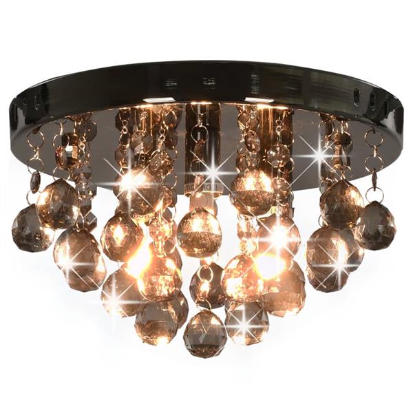 Grote foto vidaxl plafondlamp met smoky kralen rond g9 zwart huis en inrichting overige
