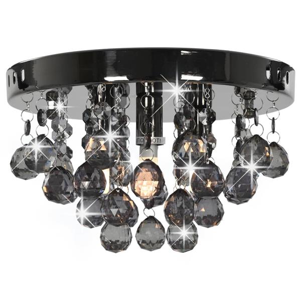 Grote foto vidaxl plafondlamp met smoky kralen rond g9 zwart huis en inrichting overige
