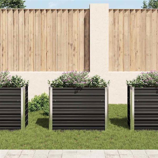 Grote foto vidaxl plantenbak verhoogd 100x40x77 cm gegalvaniseerd staal antraciet tuin en terras overige tuin en terras