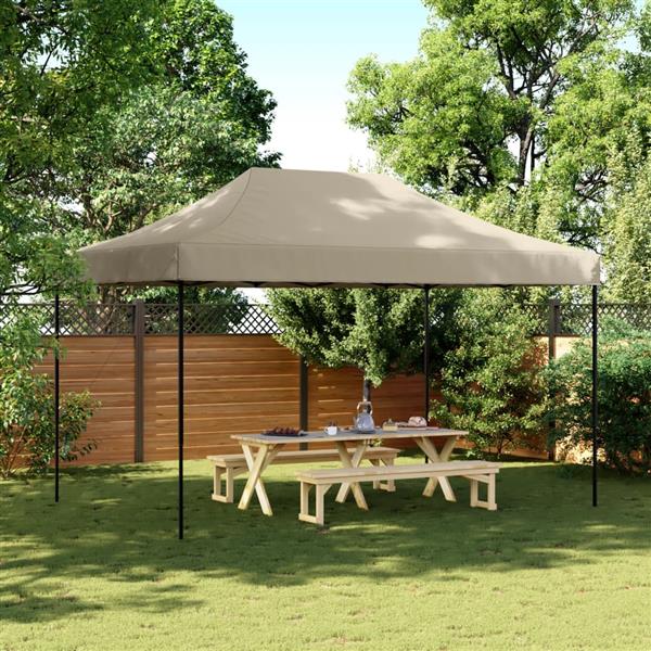 Grote foto vidaxl partytent inklapbaar pop up 440x292x315 cm taupe tuin en terras overige tuin en terras