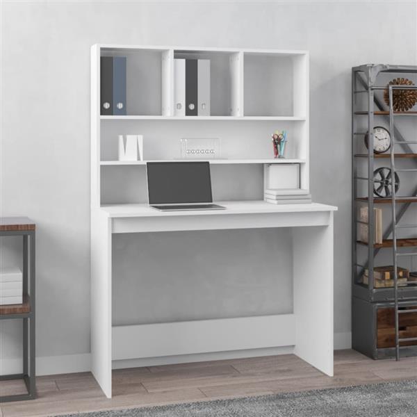 Grote foto vidaxl bureau met schappen 102x45x148 cm bewerkt hout wit huis en inrichting stoelen