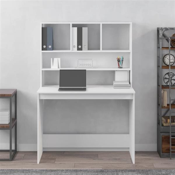 Grote foto vidaxl bureau met schappen 102x45x148 cm bewerkt hout wit huis en inrichting stoelen