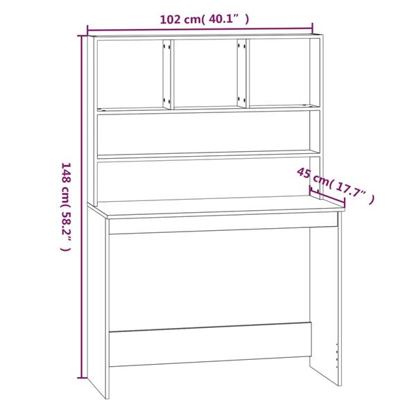 Grote foto vidaxl bureau met schappen 102x45x148 cm bewerkt hout wit huis en inrichting stoelen