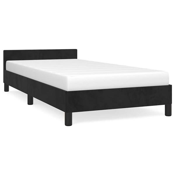 Grote foto vidaxl bedframe met hoofdeinde zonder matras 90x200 cm fluweel zwart antiek en kunst stoelen en banken