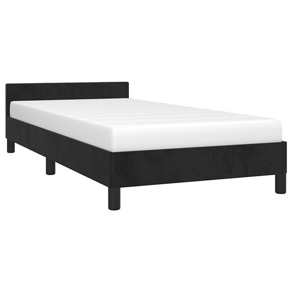 Grote foto vidaxl bedframe met hoofdeinde zonder matras 90x200 cm fluweel zwart antiek en kunst stoelen en banken