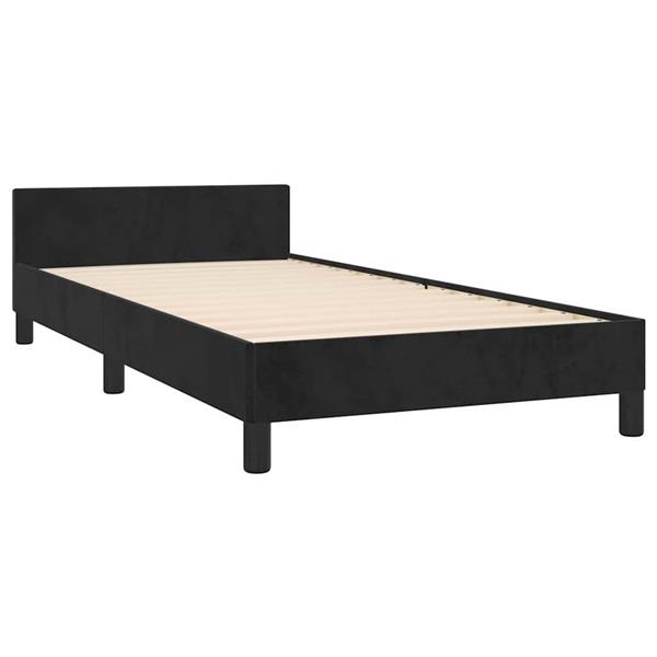 Grote foto vidaxl bedframe met hoofdeinde zonder matras 90x200 cm fluweel zwart antiek en kunst stoelen en banken