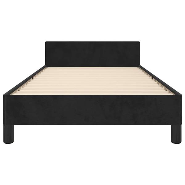 Grote foto vidaxl bedframe met hoofdeinde zonder matras 90x200 cm fluweel zwart antiek en kunst stoelen en banken