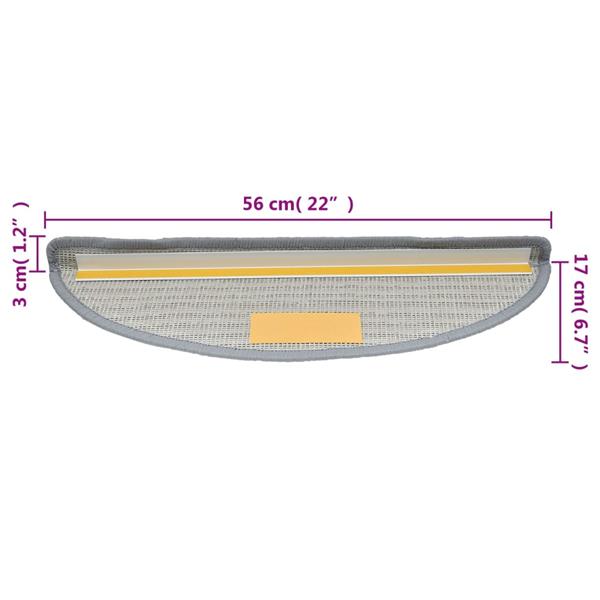 Grote foto vidaxl trapmatten 15 st 56x17x3 cm grijs halfrond huis en inrichting overige huis en inrichting