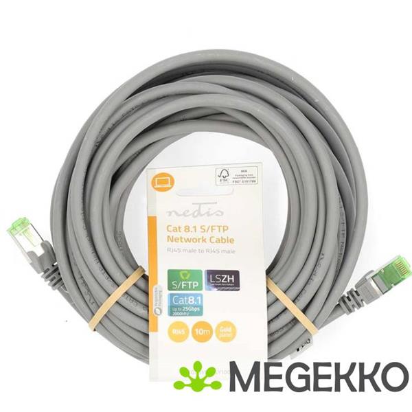 Grote foto nedis cat 8.1 netwerkkabel s ftp rj45 male 10.0 m grijs computers en software netwerkkaarten routers en switches