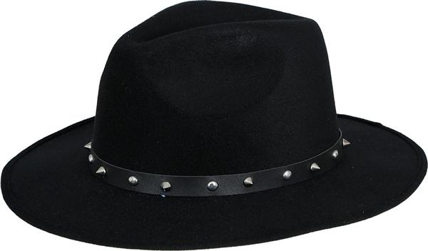 Grote foto zwarte vilten cowboyhoed met studs voor volwassenen verzamelen overige verzamelingen