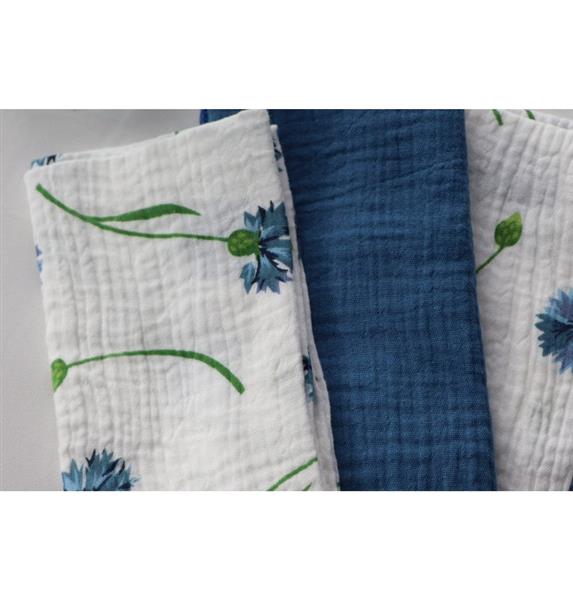 Grote foto bloemen servetten groen blauw katoen 40cm 4st verzamelen overige verzamelingen