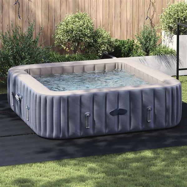 Grote foto vidaxl zwembad grondzeil zwart 396 x 396 cm polyester geotextiel tuin en terras zwembaden toebehoren