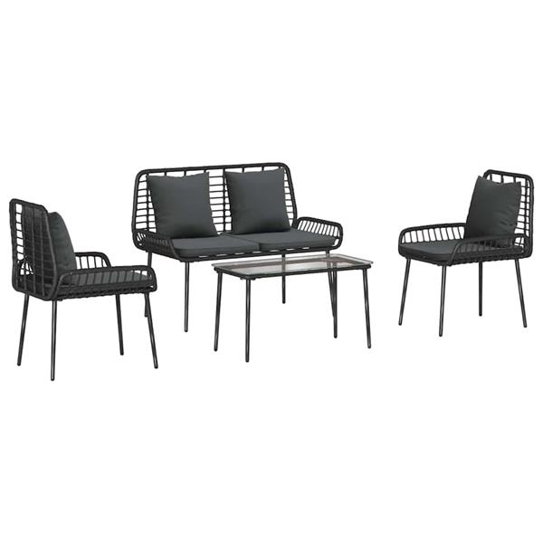 Grote foto vidaxl tuinmeubelset met kussen 4 pcs bruin zwart cr me tuin en terras tuinmeubelen