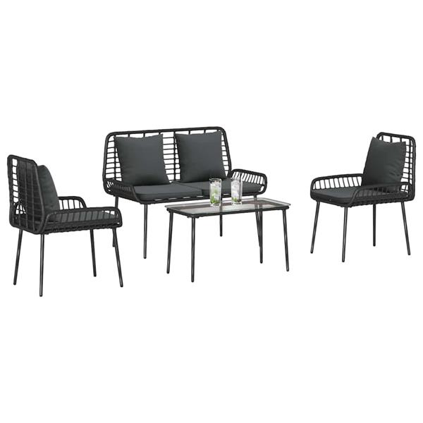 Grote foto vidaxl tuinmeubelset met kussen 4 pcs bruin zwart cr me tuin en terras tuinmeubelen