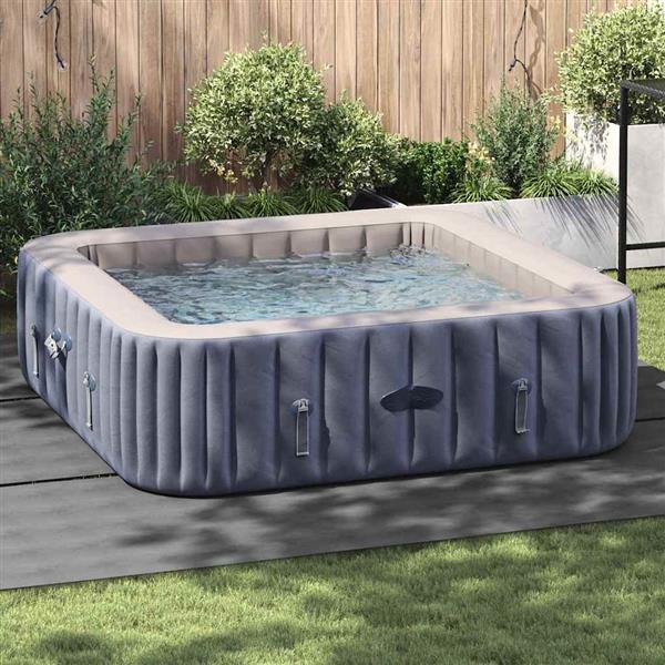 Grote foto vidaxl zwembad grondzeil lichtgrijs 396 x 396 cm polyester geotextiel tuin en terras zwembaden toebehoren