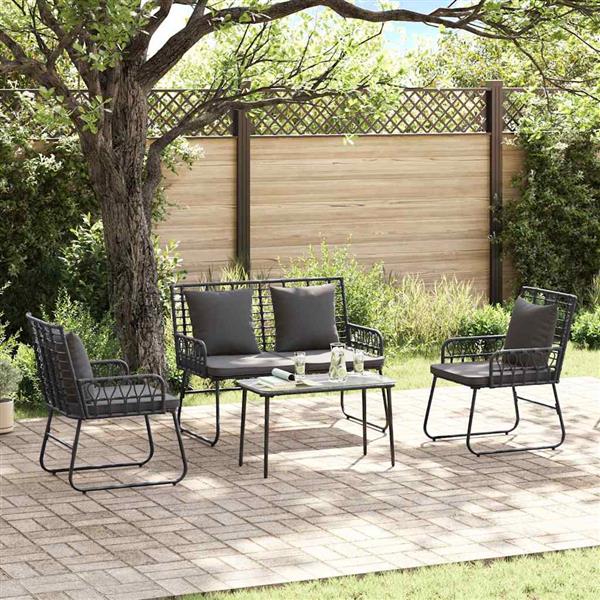 Grote foto vidaxl tuinmeubelset met kussen 4 pcs zwart en anthraciet tuin en terras tuinmeubelen