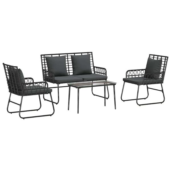 Grote foto vidaxl tuinmeubelset met kussen 4 pcs zwart en anthraciet tuin en terras tuinmeubelen
