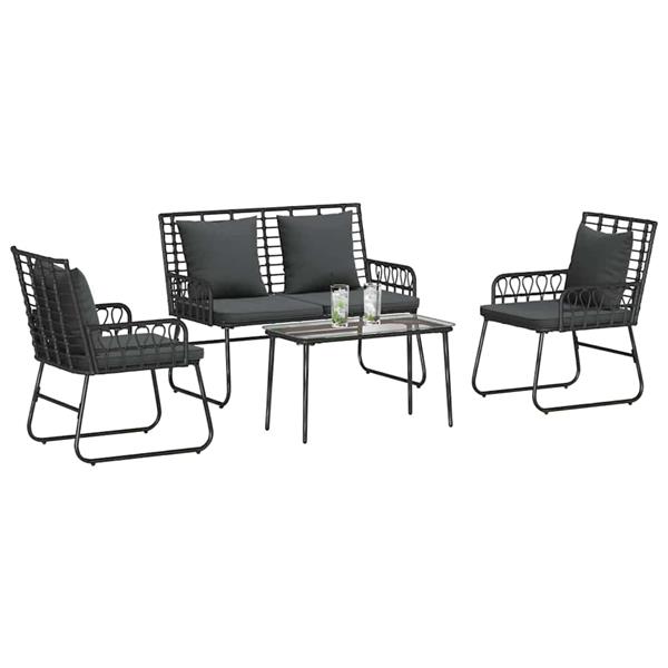 Grote foto vidaxl tuinmeubelset met kussen 4 pcs zwart en anthraciet tuin en terras tuinmeubelen