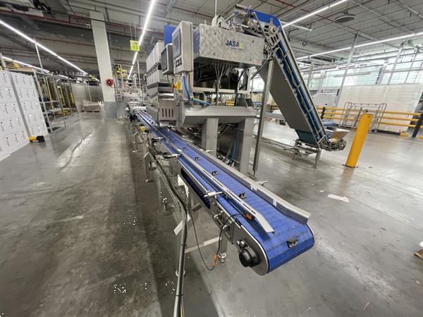 Grote foto newtec pcs2009 afweeglijn voor product in schaaltjes met flowpackmachine agrarisch tuinbouw