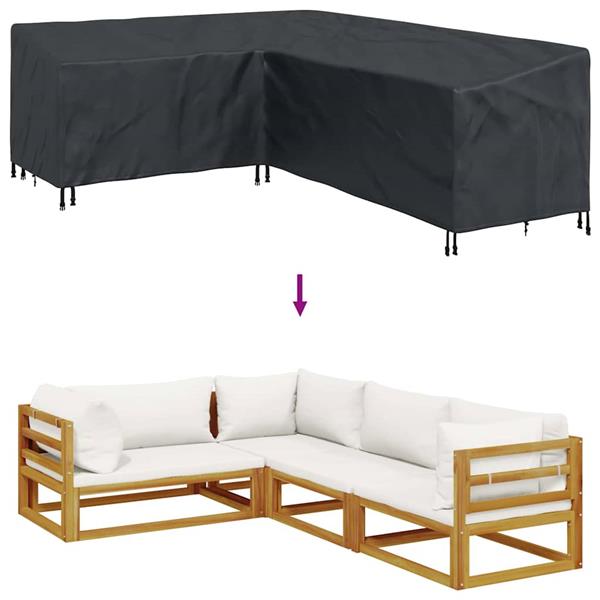 Grote foto vidaxl hoes voor tuinmeubelen zwart 260 x 210 x 80 cm 210d oxford stof tuin en terras tuinmeubelen