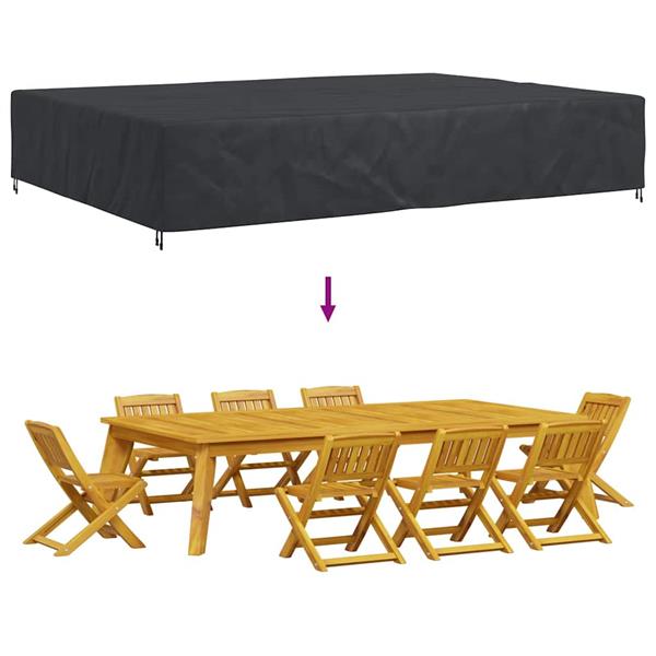 Grote foto vidaxl hoes voor tuinmeubelen zwart 350 x 260 x 90 cm 600d tuin en terras tuinmeubelen