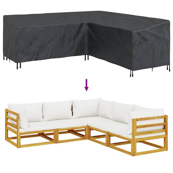 Grote foto vidaxl hoes voor tuinmeubelen zwart 235 x 235 x 80 cm 420d oxford stof tuin en terras tuinmeubelen