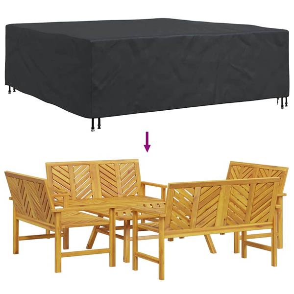 Grote foto vidaxl hoes voor tuinmeubelen zwart 220 x 220 x 70 cm 210d tuin en terras tuinmeubelen