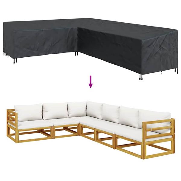 Grote foto vidaxl hoes voor tuinmeubelen zwart 355 x 275 x 80 cm 420d oxford stof tuin en terras tuinmeubelen