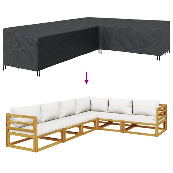 Grote foto vidaxl hoes voor tuinmeubelen zwart 330 x 255 x 80 cm 420d oxford stof tuin en terras tuinmeubelen