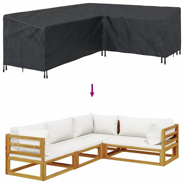 Grote foto vidaxl hoes voor tuinmeubelen zwart 260 x 210 x 80 cm 210d oxford stof tuin en terras tuinmeubelen