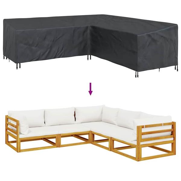 Grote foto vidaxl hoes voor tuinmeubelen zwart 255 x 255 x 80 cm 420d oxford stof tuin en terras tuinmeubelen
