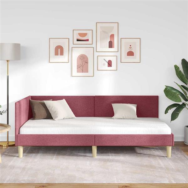 Grote foto vidaxl hoekbedframe wijnrood 90 x 200 cm stof en ge mproviseerd hout antiek en kunst stoelen en banken