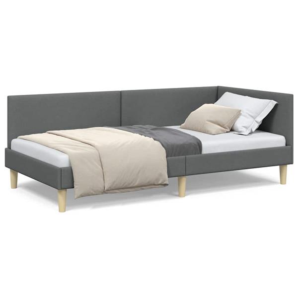 Grote foto vidaxl hoekbedframe anders met hoofdeinde donkergrijs 90 x 200 cm antiek en kunst stoelen en banken