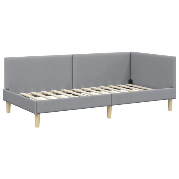 Grote foto vidaxl hoekbedframe lichtgrijs 90 x 200 cm stof en ge mproviseerd hout antiek en kunst stoelen en banken