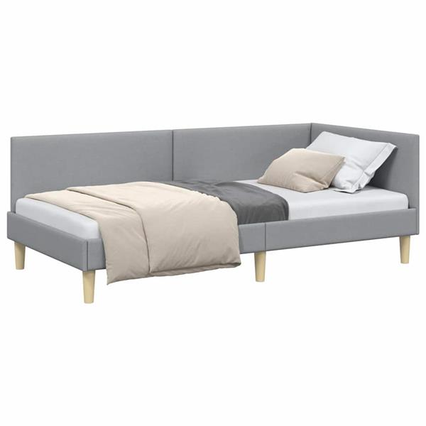 Grote foto vidaxl hoekbedframe lichtgrijs 90 x 200 cm stof en ge mproviseerd hout antiek en kunst stoelen en banken