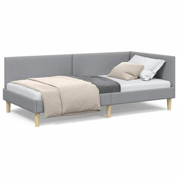 Grote foto vidaxl hoekbedframe lichtgrijs 90 x 200 cm stof en ge mproviseerd hout antiek en kunst stoelen en banken