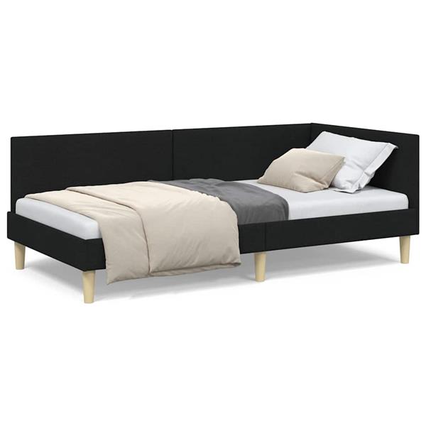 Grote foto vidaxl hoekbedframe zwart 80 x 200 cm stof en ge mproviseerd hout antiek en kunst stoelen en banken