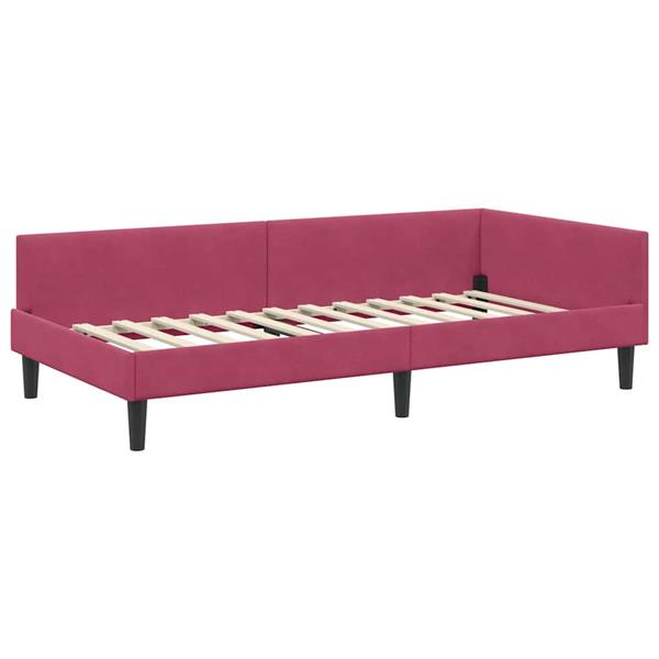 Grote foto vidaxl hoekbedframe wijnrood 100 x 200 cm velvet en engineered hout antiek en kunst stoelen en banken
