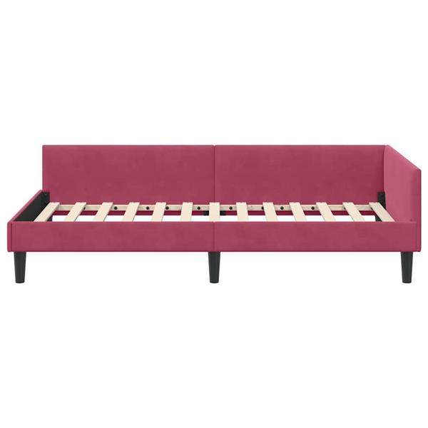 Grote foto vidaxl hoekbedframe wijnrood 100 x 200 cm velvet en engineered hout antiek en kunst stoelen en banken