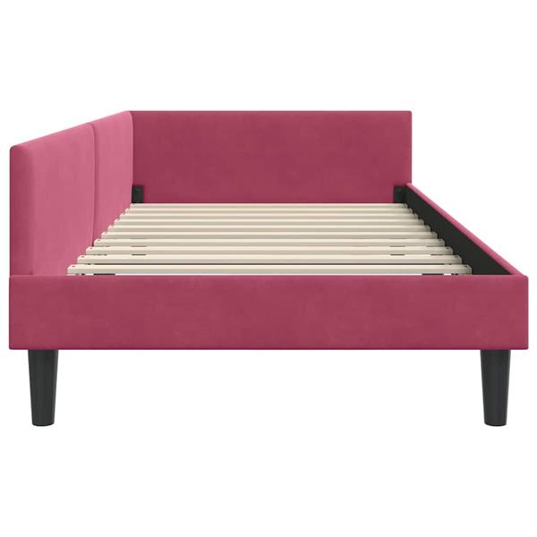 Grote foto vidaxl hoekbedframe wijnrood 100 x 200 cm velvet en engineered hout antiek en kunst stoelen en banken